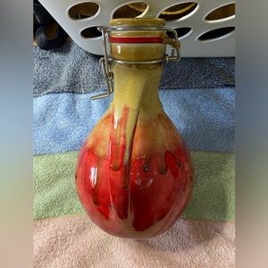 Painted Ceramic Beer Growler/Decanter